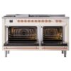 ILVE UP60FSNMPAWP Nostalgie II 60" Dual Fuel Range, oven doors opened