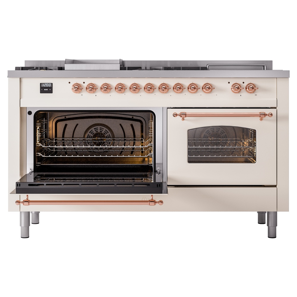 ILVE UP60FSNMPAWP Nostalgie II 60" Dual Fuel Range, main oven door opened