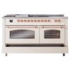 ILVE UP60FSNMPAWP Nostalgie II 60" Dual Fuel Range, drawer opened