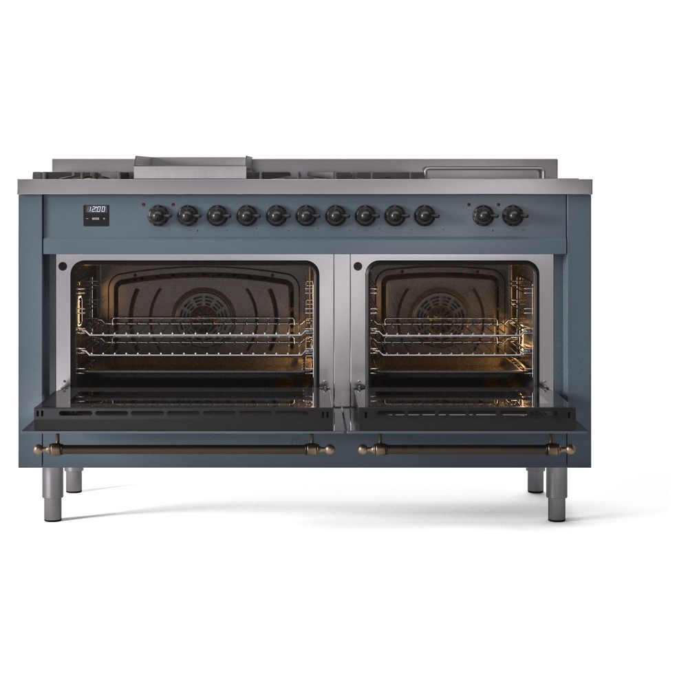 ILVE UP60FSNMPBGBLP Nostalgie II 60" Dual Fuel Range, oven doors opened