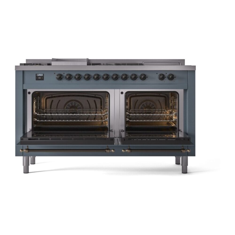 ILVE UP60FSNMPBGBLP Nostalgie II 60" Dual Fuel Range, oven doors opened
