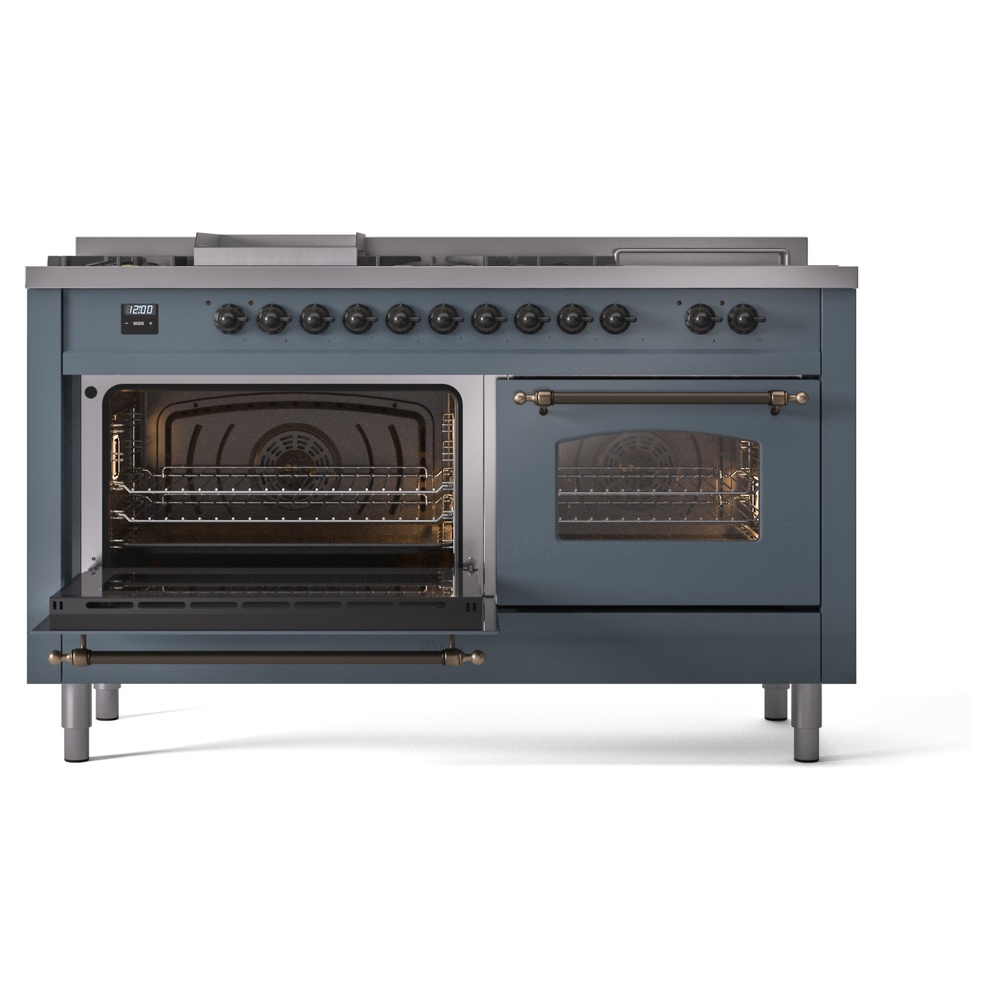 ILVE UP60FSNMPBGBLP Nostalgie II 60" Dual Fuel Range, main oven door opened