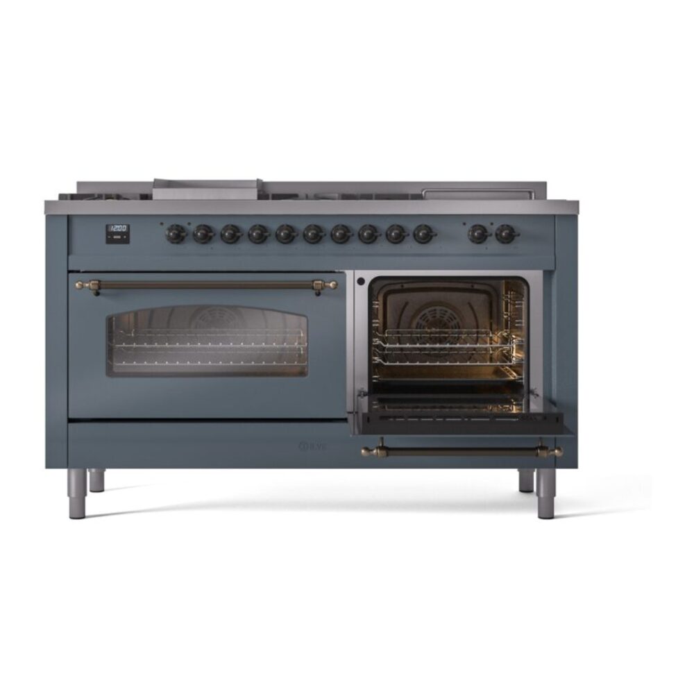 ILVE UP60FSNMPBGBLP Nostalgie II 60" Dual Fuel Range, side oven door opened