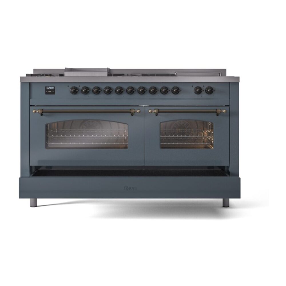 ILVE UP60FSNMPBGBLP Nostalgie II 60" Dual Fuel Range, drawer opened