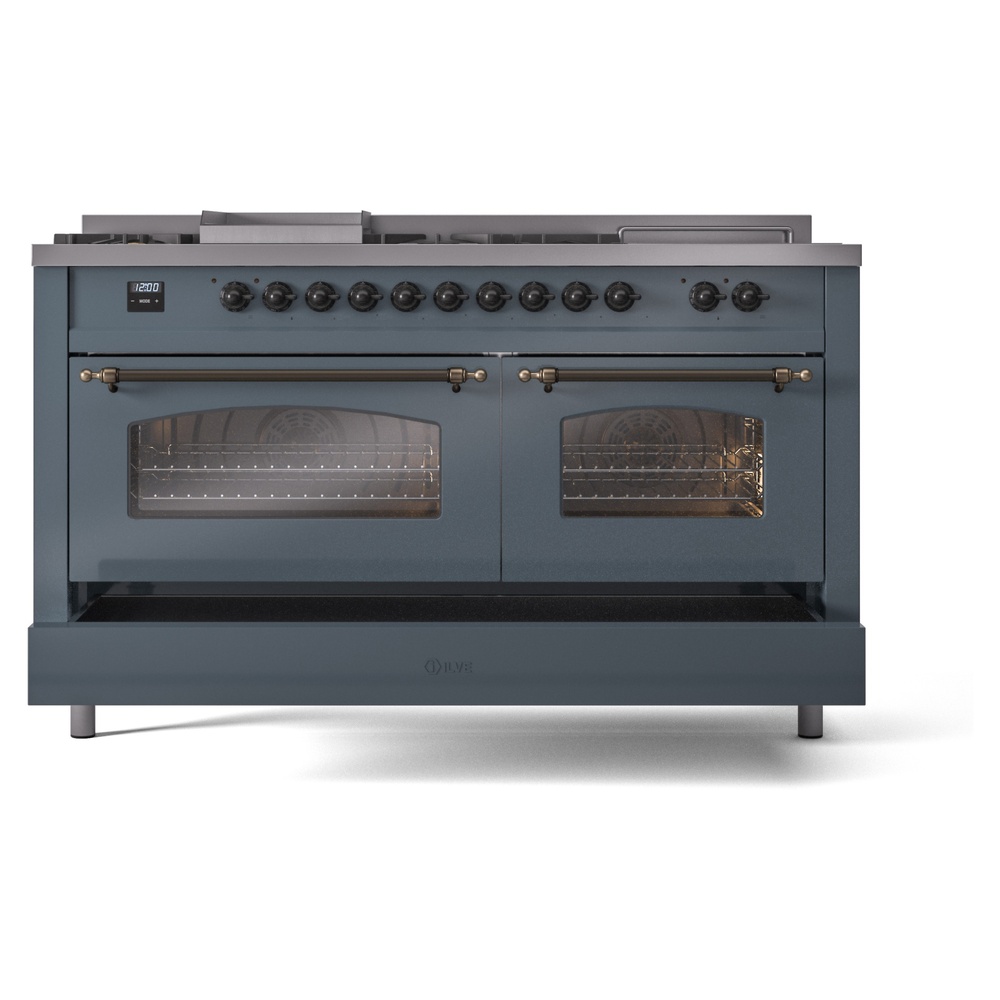 ILVE UP60FSNMPBGB Nostalgie II 60" Dual Fuel Range, drawer opened