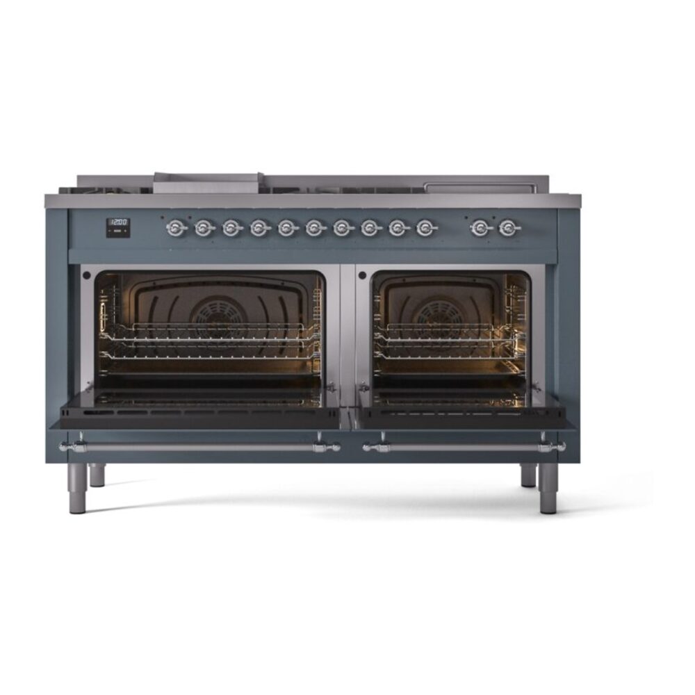 ILVE UP60FSNMPBGCLP Nostalgie II 60" Dual Fuel Range, oven doors opened