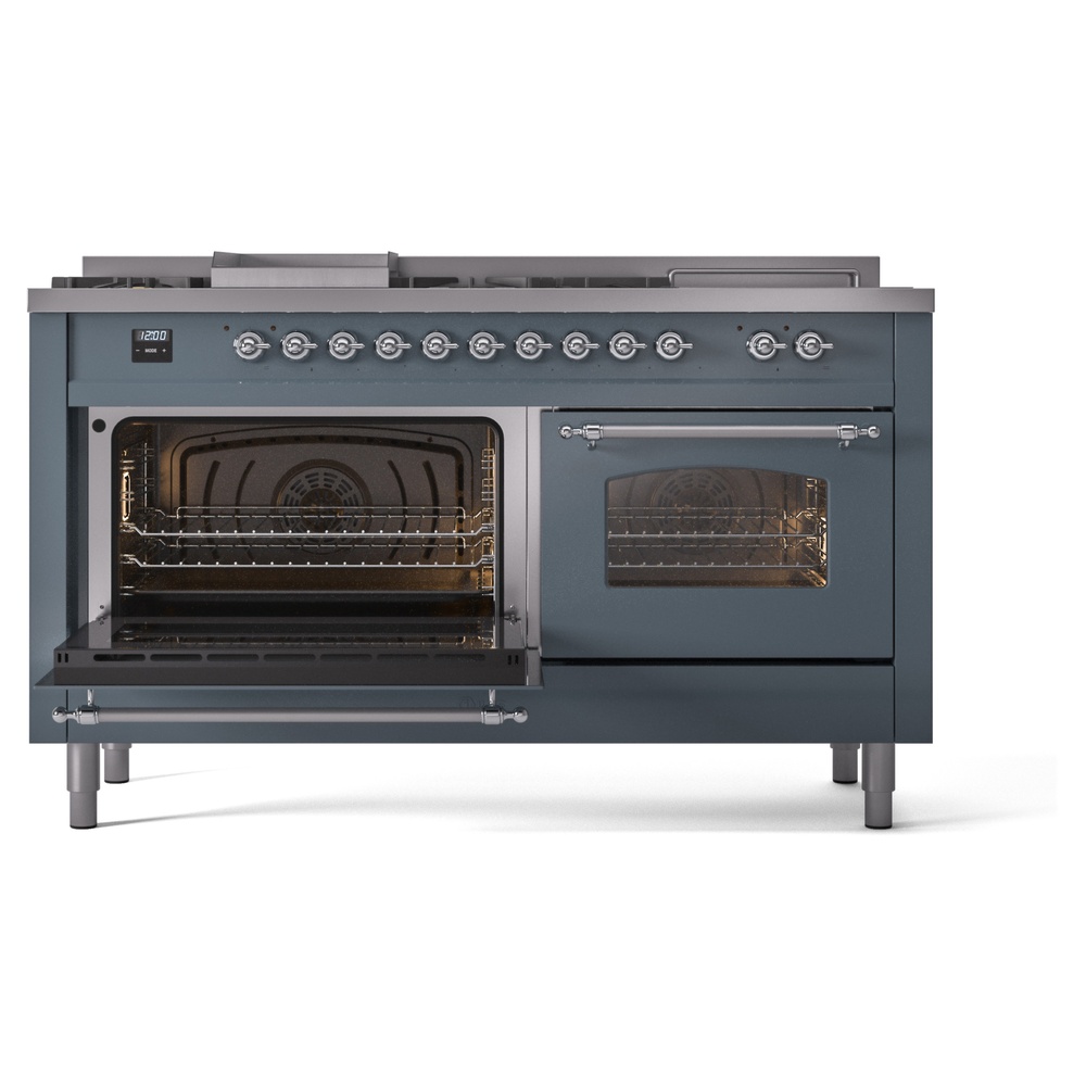 ILVE UP60FSNMPBGCLP Nostalgie II 60" Dual Fuel Range, main oven door opened