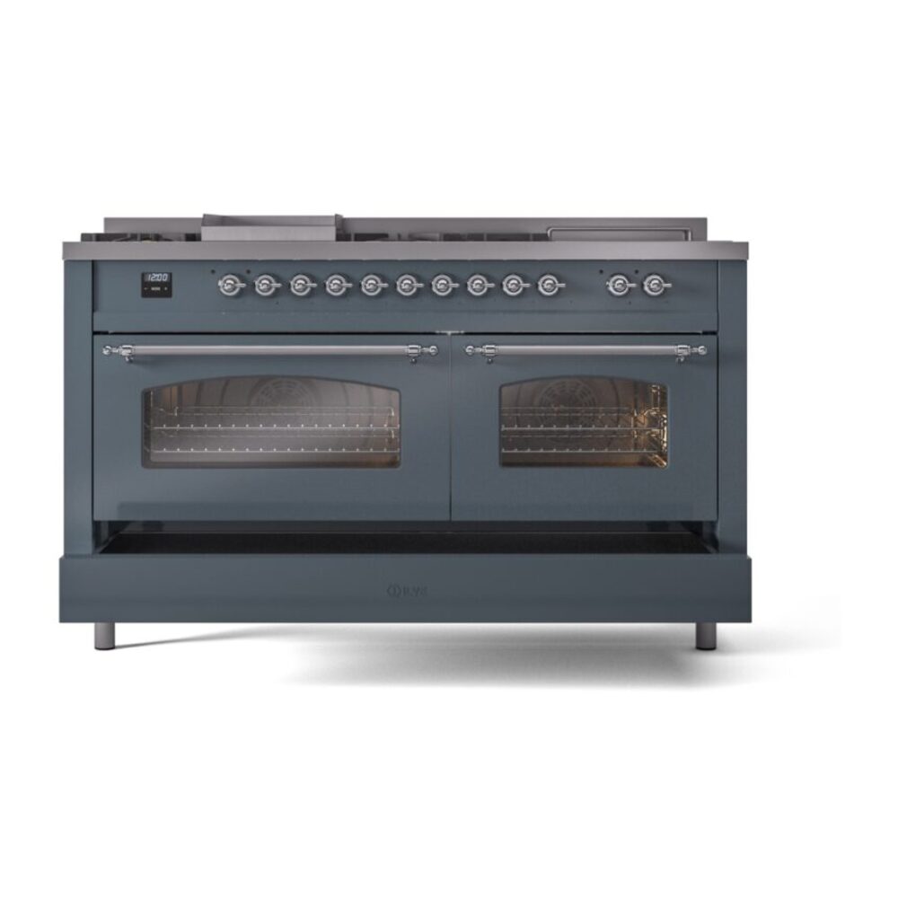 ILVE UP60FSNMPBGCLP Nostalgie II 60" Dual Fuel Range, drawer opened