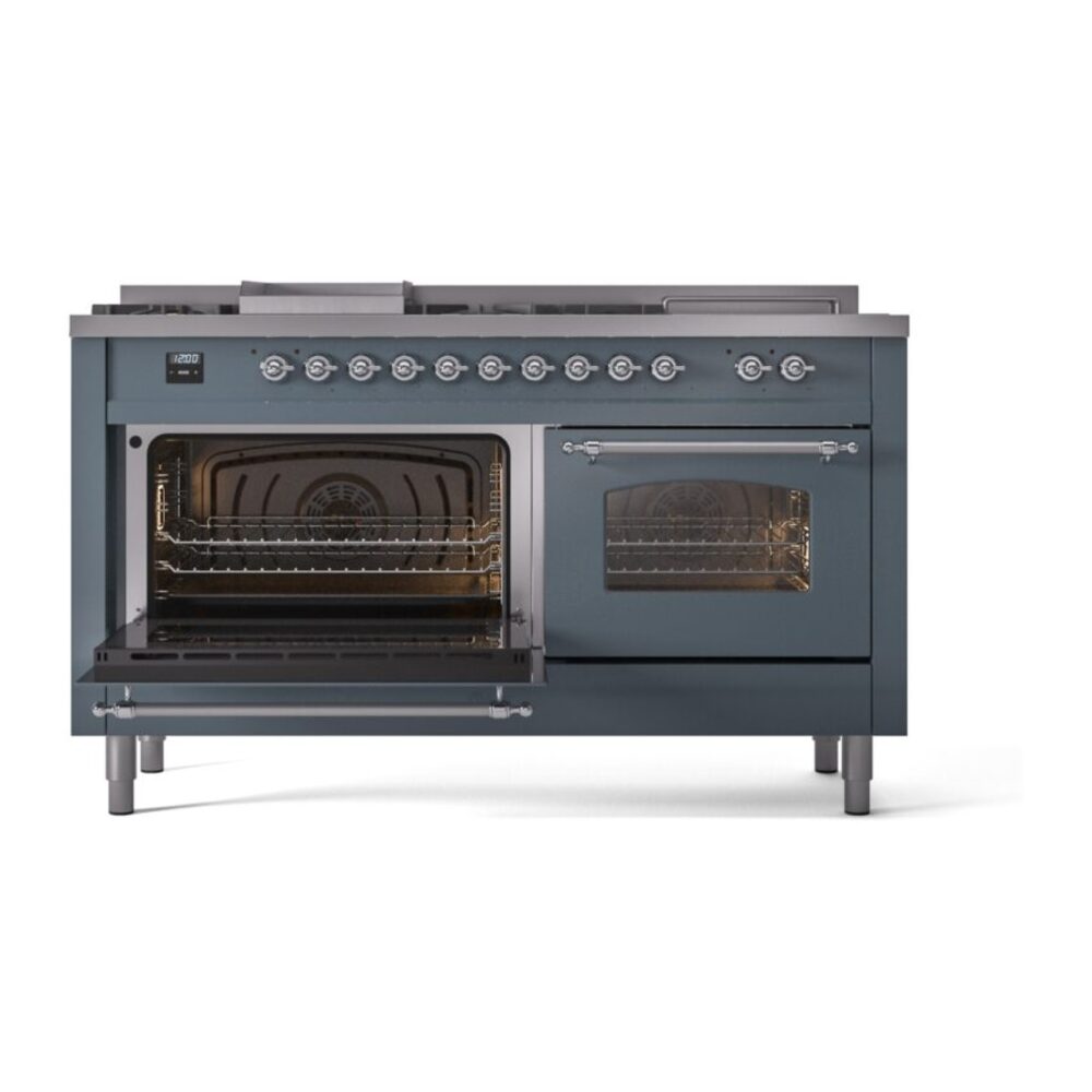 ILVE UP60FSNMPBGC Nostalgie II 60" Dual Fuel Range, main oven door opened