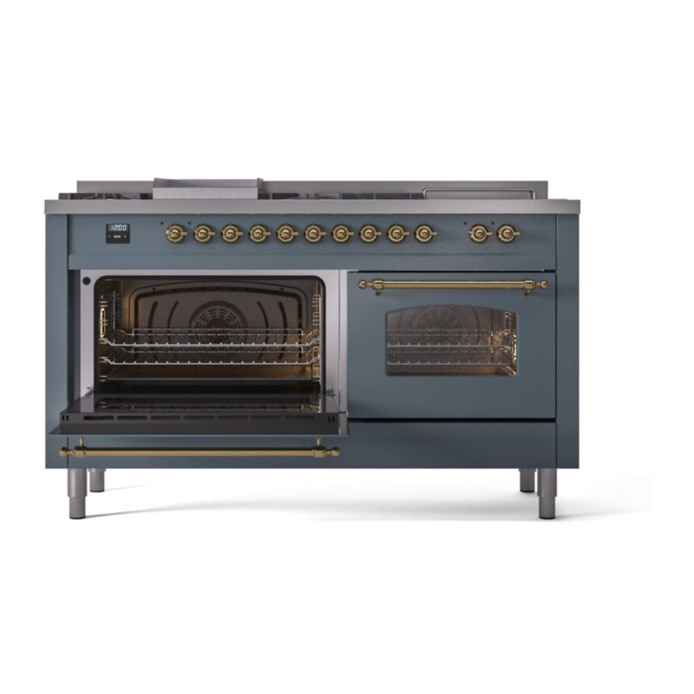 ILVE UP60FSNMPBGGLP Nostalgie II 60" Dual Fuel Range, main oven door opened