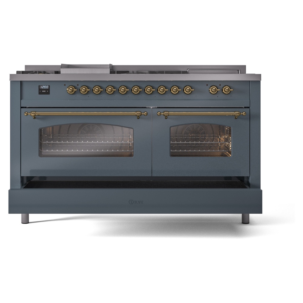 ILVE UP60FSNMPBGGLP Nostalgie II 60" Dual Fuel Range, drawer opened