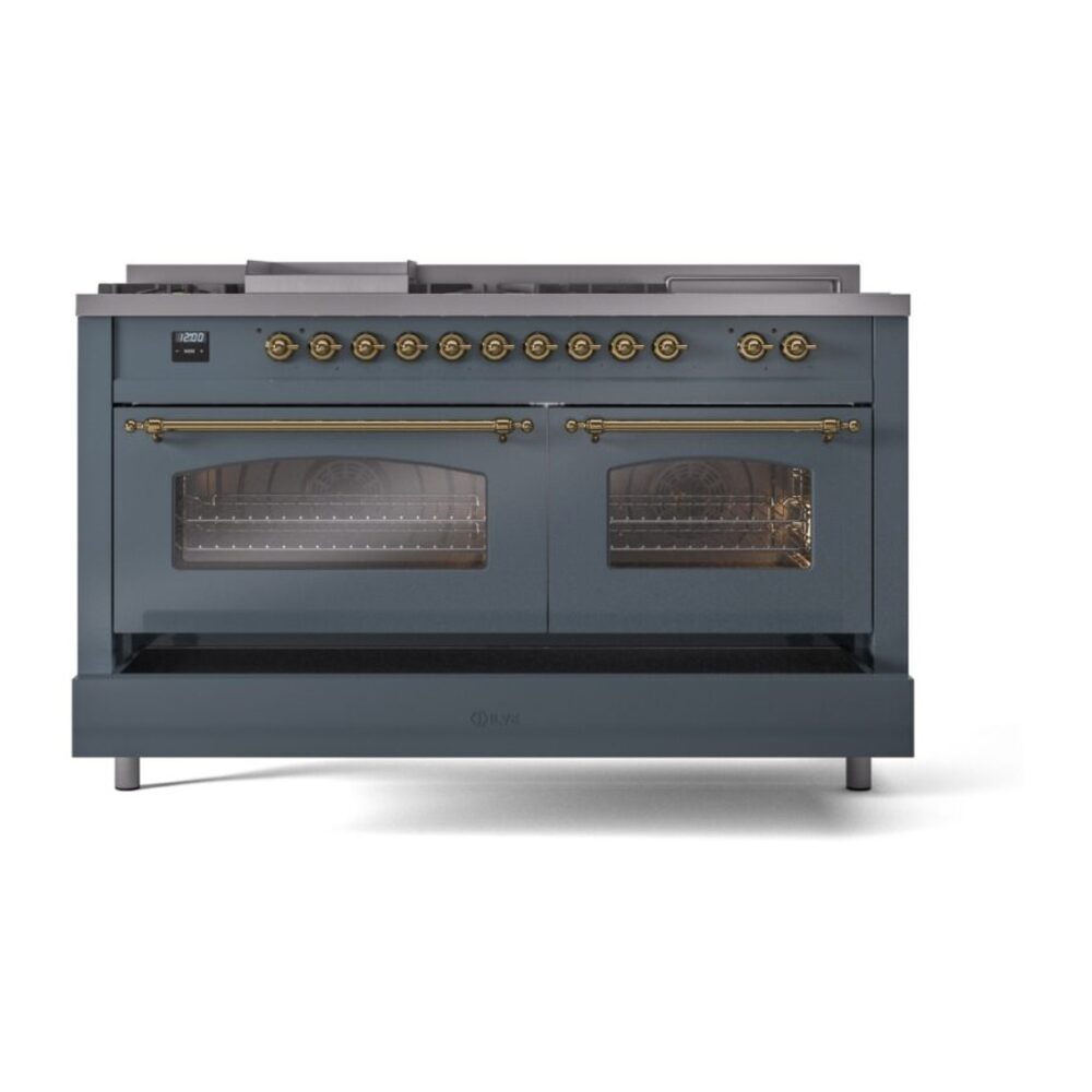 ILVE UP60FSNMPBGGLP Nostalgie II 60" Dual Fuel Range, drawer opened