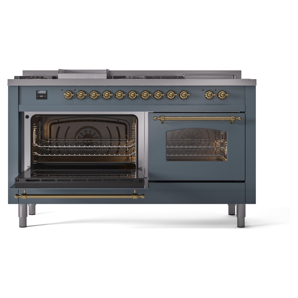 ILVE UP60FSNMPBGG Nostalgie II 60" Dual Fuel Range, main oven door opened