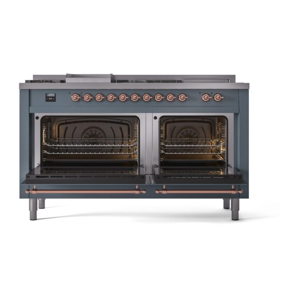 ILVE UP60FSNMPBGPLP Nostalgie II 60" Dual Fuel Range, oven doors opened