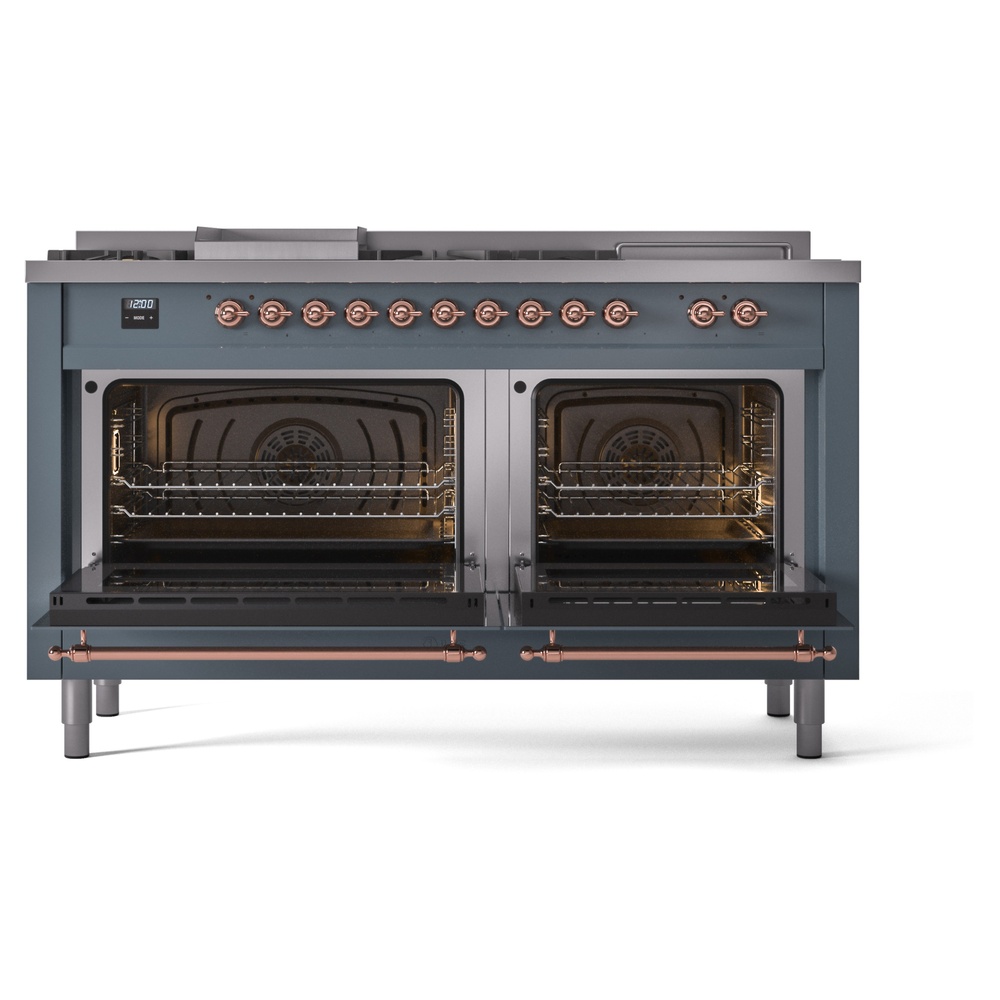 ILVE UP60FSNMPBGPLP Nostalgie II 60" Dual Fuel Range, oven doors opened