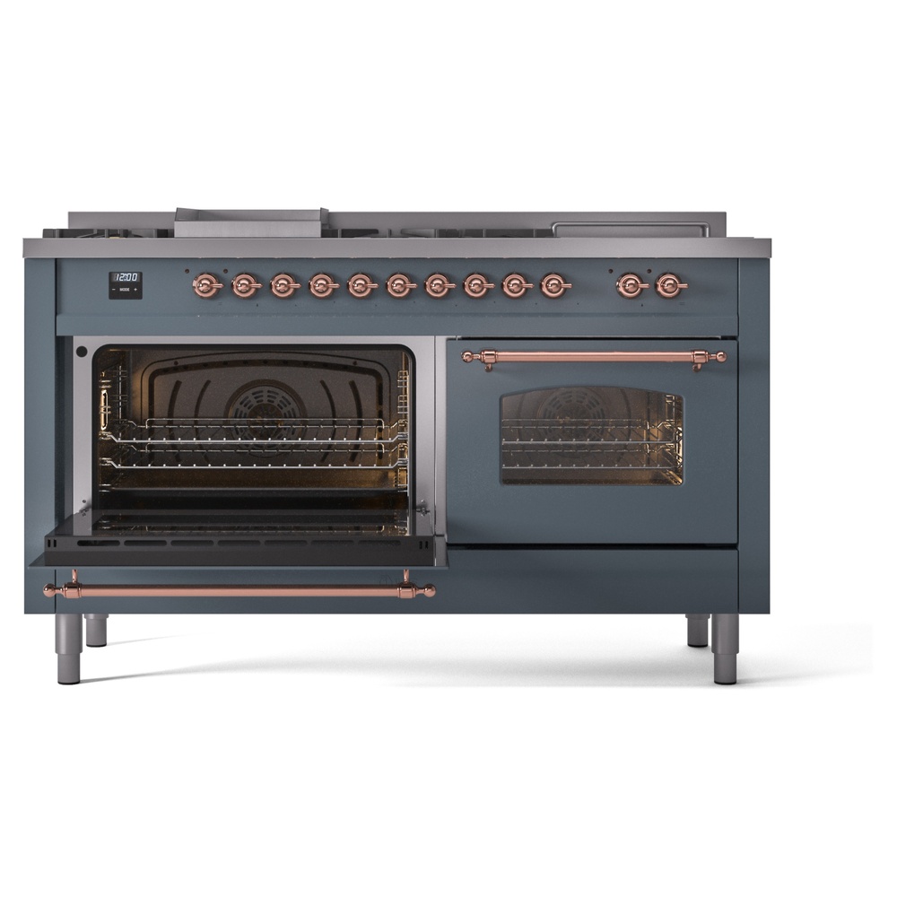 ILVE UP60FSNMPBGPLP Nostalgie II 60" Dual Fuel Range, main oven door opened