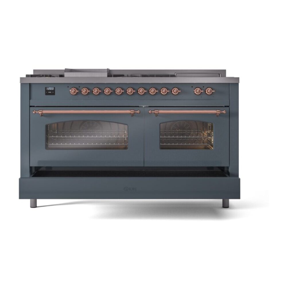 ILVE UP60FSNMPBGPLP Nostalgie II 60" Dual Fuel Range, drawer opened