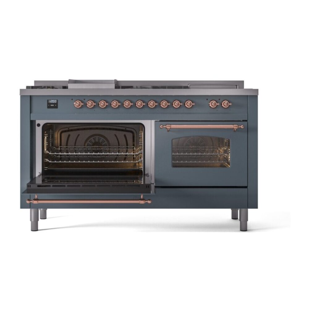ILVE UP60FSNMPBGP Nostalgie II 60" Dual Fuel Range, main oven door opened