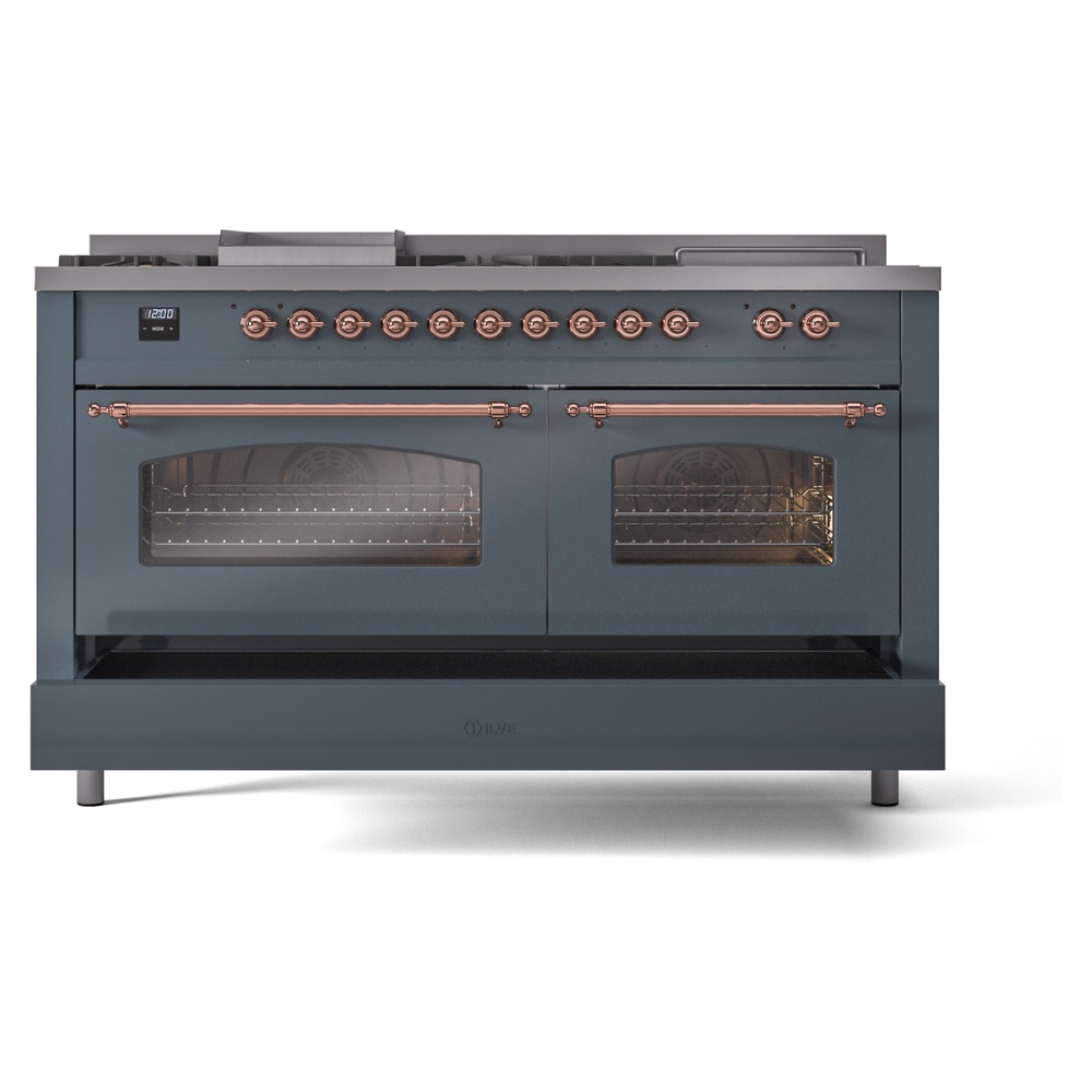 ILVE UP60FSNMPBGP Nostalgie II 60" Dual Fuel Range, drawer opened