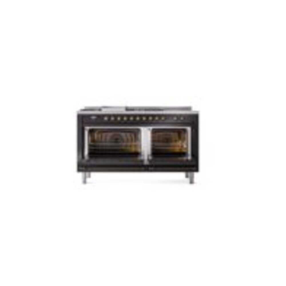 ILVE UP60FSNMPBKBLP Nostalgie II 60" Dual Fuel Range, oven doors opened