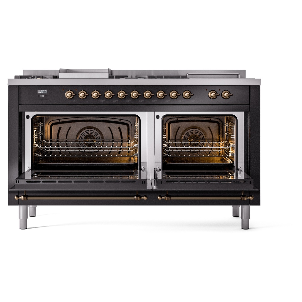 ILVE UP60FSNMPBKBLP Nostalgie II 60" Dual Fuel Range, oven doors opened