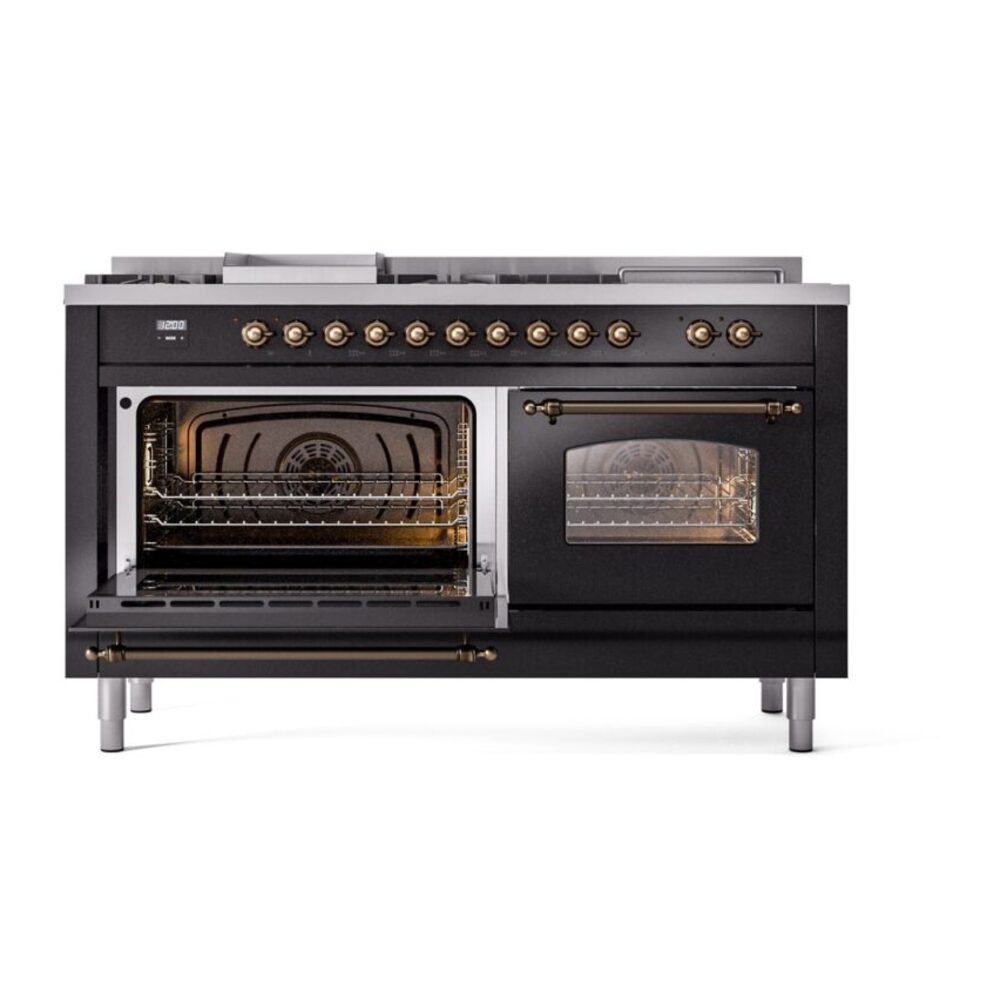 ILVE UP60FSNMPBKBLP Nostalgie II 60" Dual Fuel Range, main oven door opened
