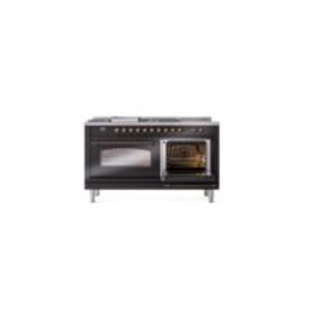 ILVE UP60FSNMPBKBLP Nostalgie II 60" Dual Fuel Range, side oven door opened