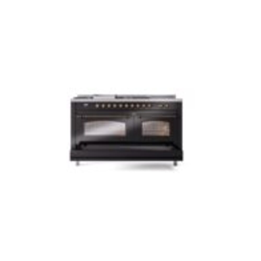 ILVE UP60FSNMPBKBLP Nostalgie II 60" Dual Fuel Range, drawers opened