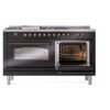 ILVE UP60FSNMPBKB Nostalgie II 60" Dual Fuel Range, side oven door opened
