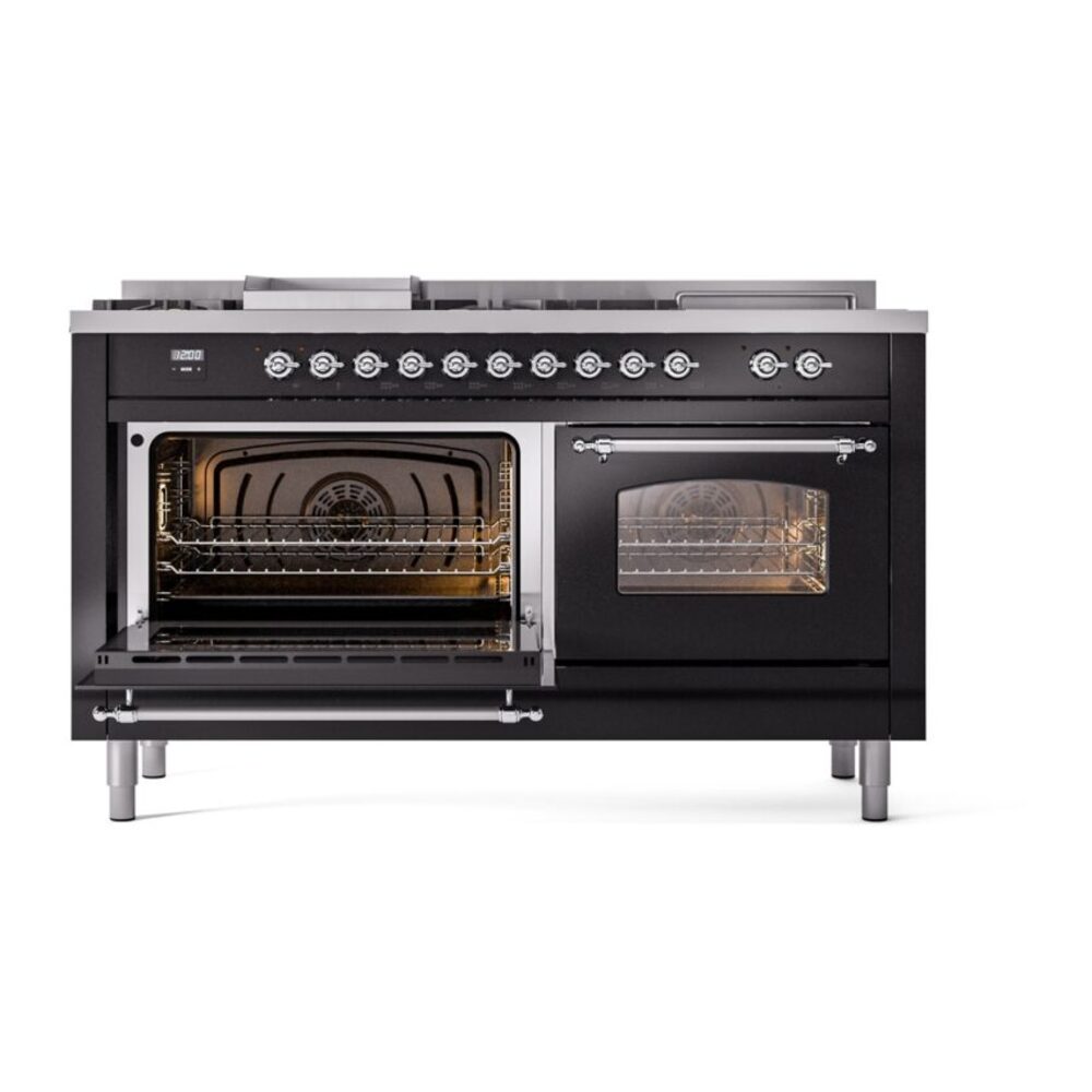 ILVE UP60FSNMPBKCLP Nostalgie II 60" Dual Fuel Range, main oven door opened