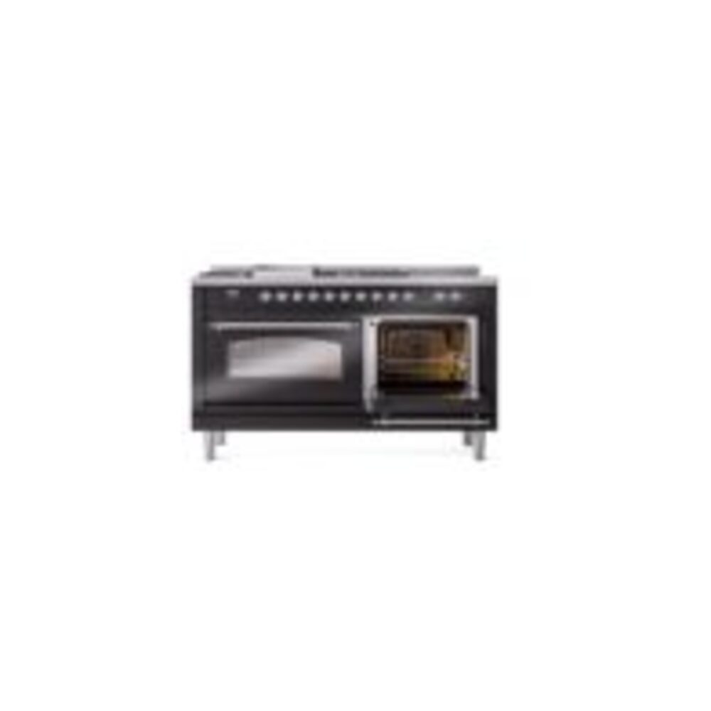 ILVE UP60FSNMPBKCLP Nostalgie II 60" Dual Fuel Range, side oven door opened