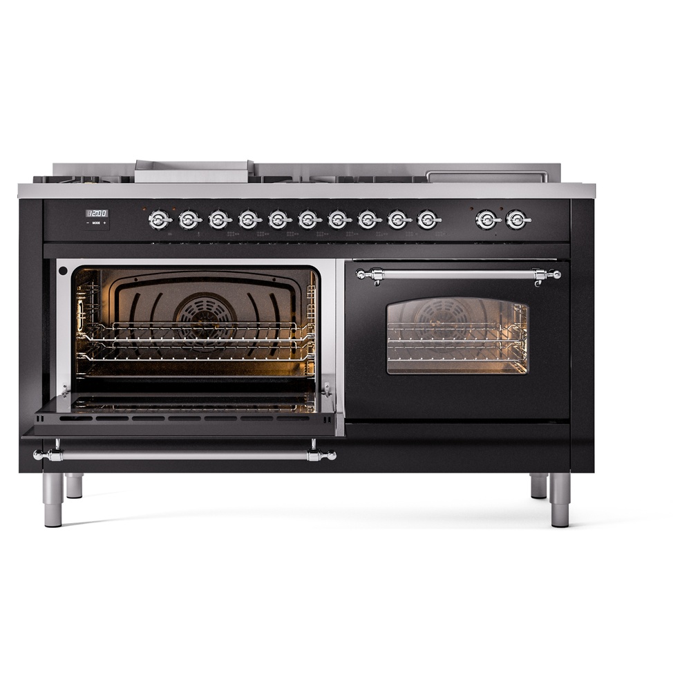 ILVE UP60FSNMPBKC Nostalgie II 60" Dual Fuel Range, main oven door opened