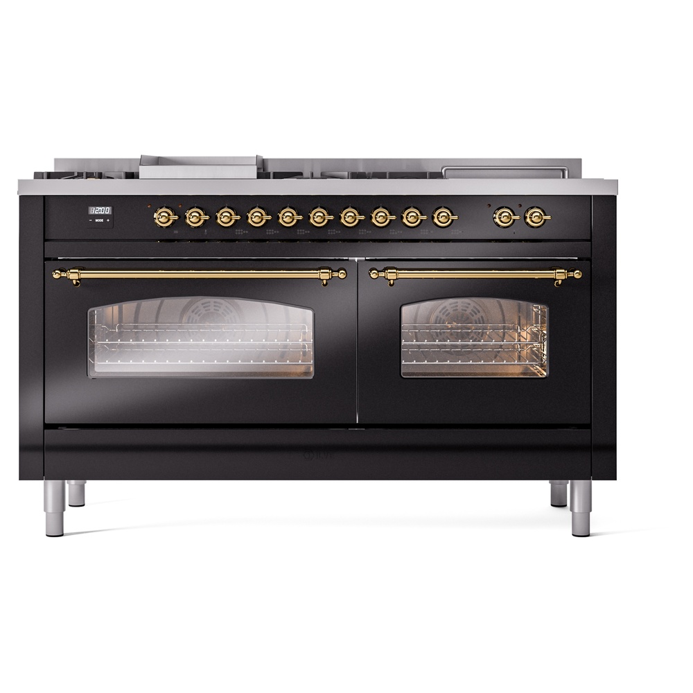 ILVE UP60FSNMPBKGLP Nostalgie II 60" Dual Fuel Range, front view