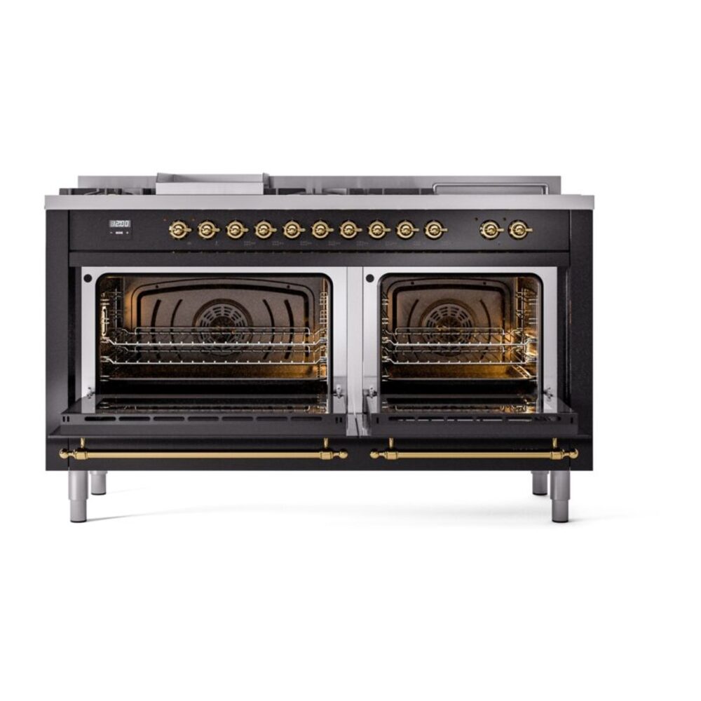 ILVE UP60FSNMPBKGLP Nostalgie II 60" Dual Fuel Range, oven doors opened