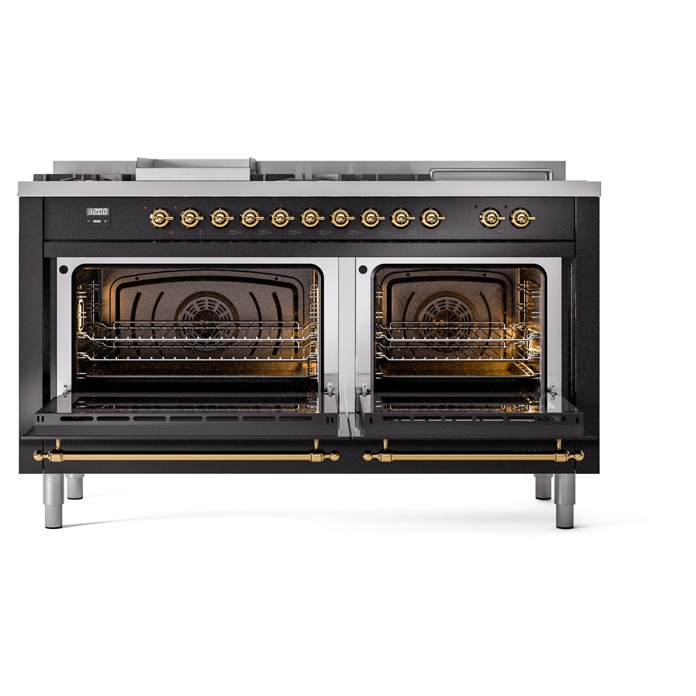 ILVE UP60FSNMPBKGLP Nostalgie II 60" Dual Fuel Range, oven doors opened