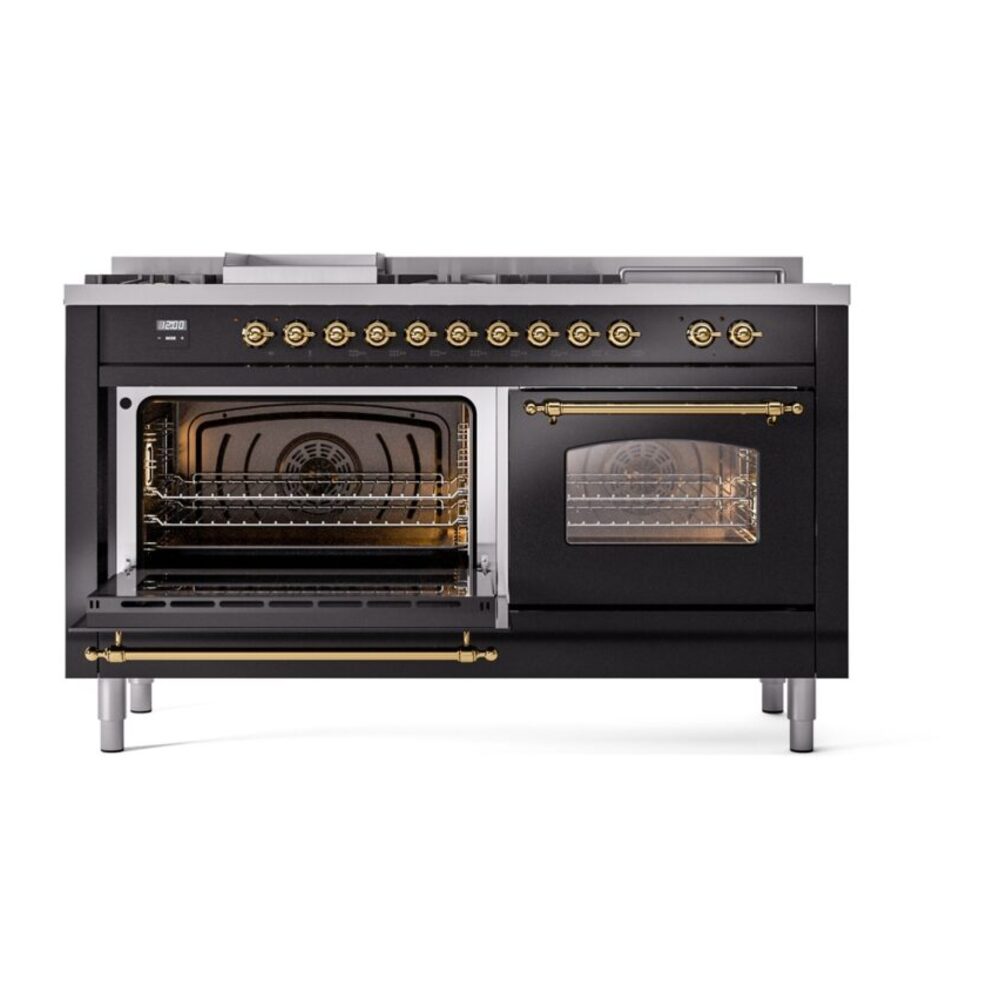ILVE UP60FSNMPBKG Nostalgie II 60" Dual Fuel Range, main oven door opened
