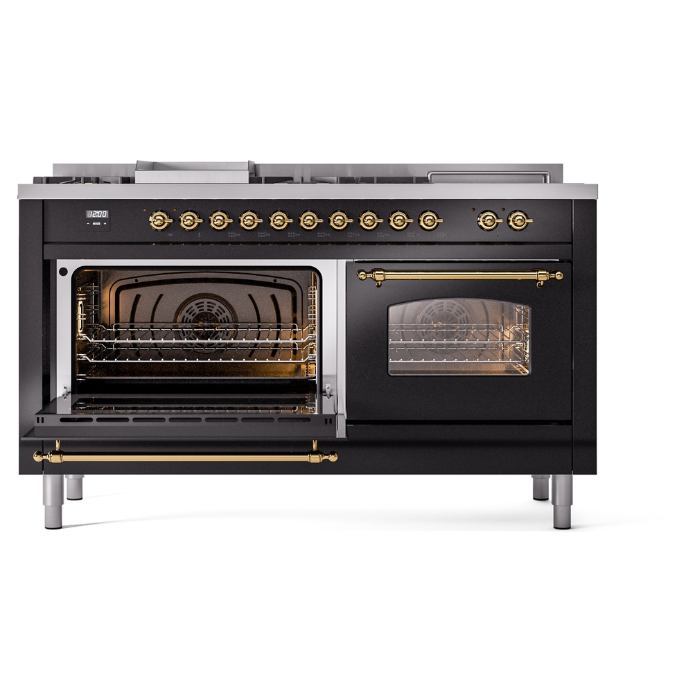 ILVE UP60FSNMPBKG Nostalgie II 60" Dual Fuel Range, main oven door opened