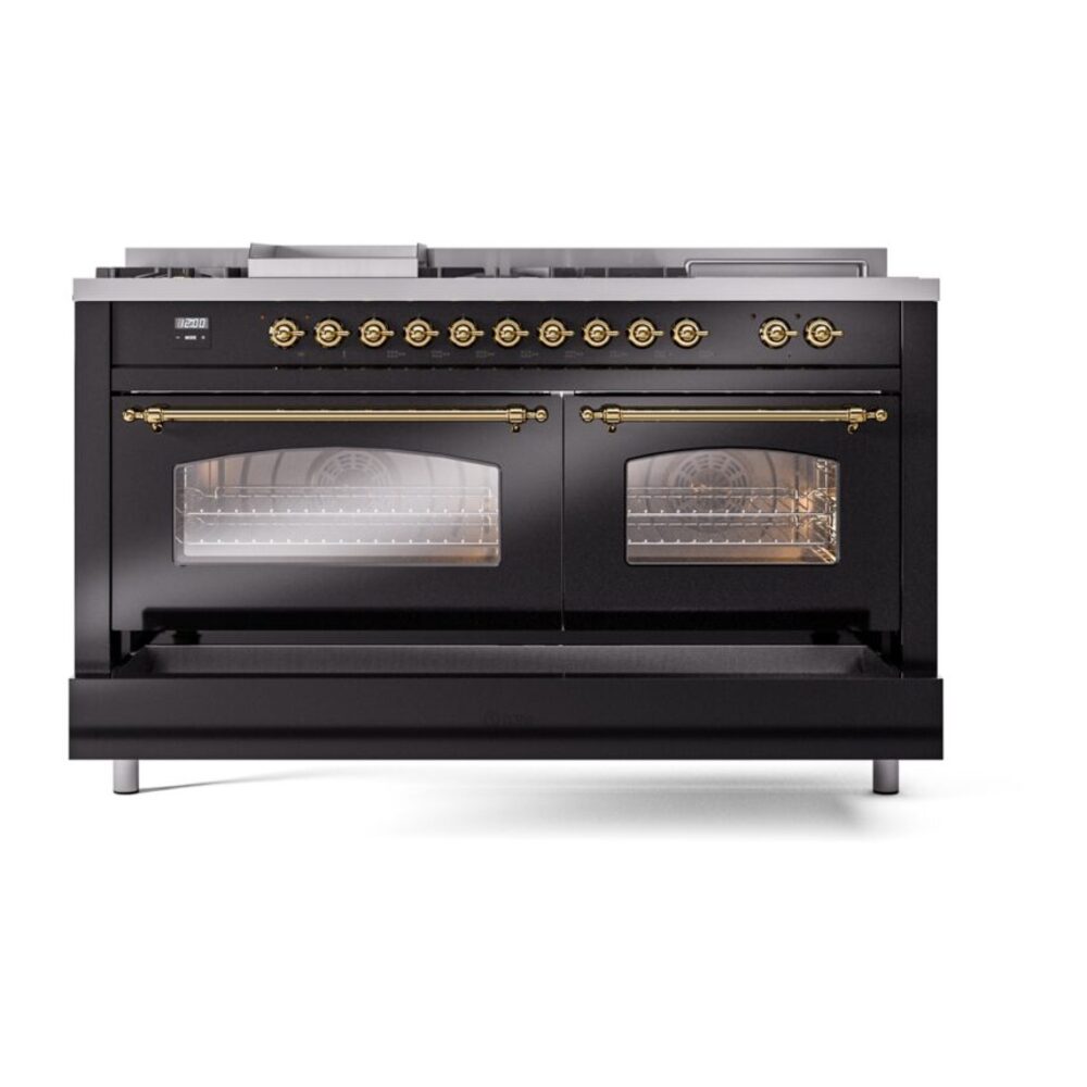 ILVE UP60FSNMPBKG Nostalgie II 60" Dual Fuel Range, drawer opened