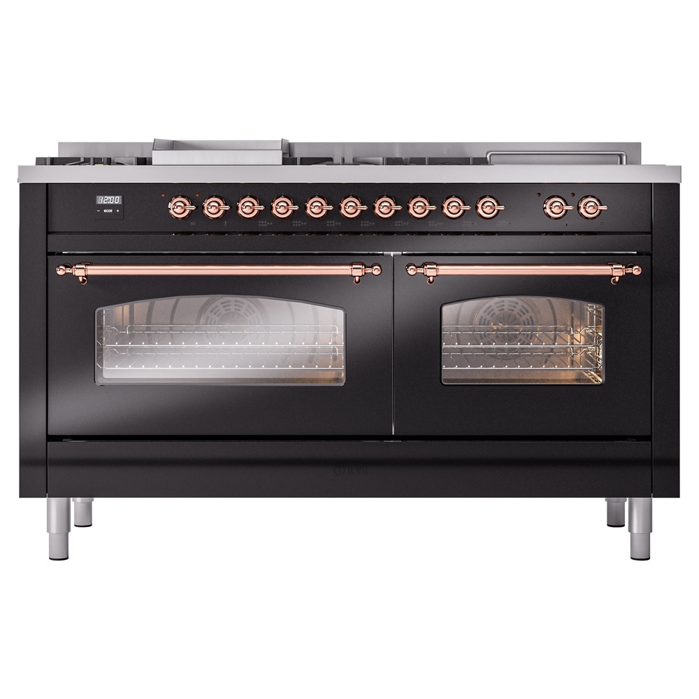 ILVE UP60FSNMPBKPLP Nostalgie II 60" Dual Fuel Range, front view