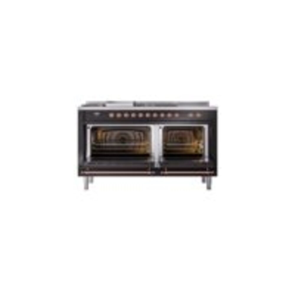 ILVE UP60FSNMPBKPLP Nostalgie II 60" Dual Fuel Range, oven doors opened