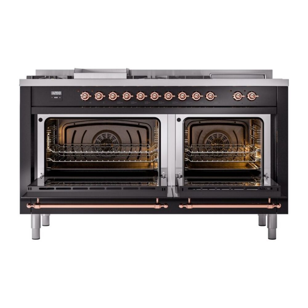 ILVE UP60FSNMPBKPLP Nostalgie II 60" Dual Fuel Range, oven doors opened