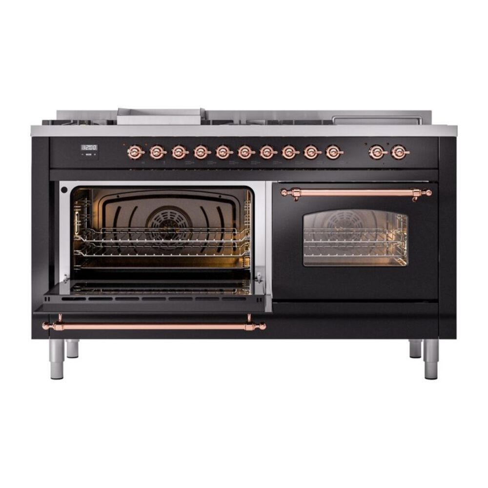 ILVE UP60FSNMPBKPLP Nostalgie II 60" Dual Fuel Range, main oven door opened