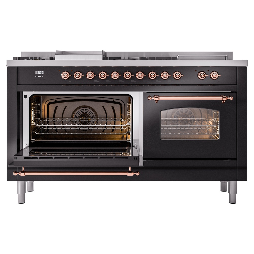 ILVE UP60FSNMPBKPLP Nostalgie II 60" Dual Fuel Range, main oven door opened