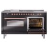 ILVE UP60FSNMPBKPLP Nostalgie II 60" Dual Fuel Range, side oven door opened