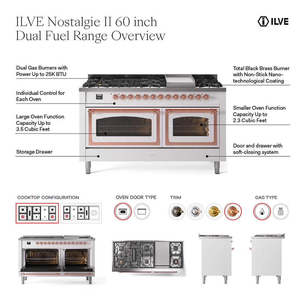 ILVE UP60F Nostalgie II 60 inch Dual Fuel Range