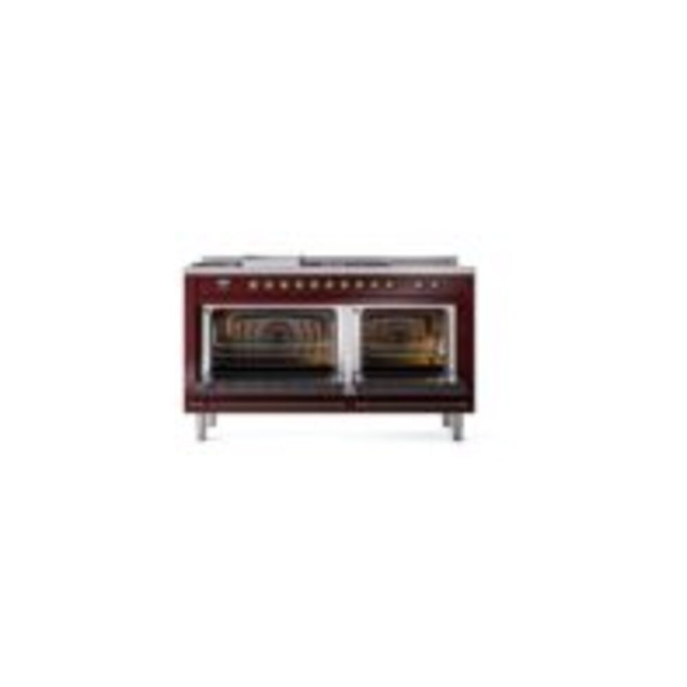 ILVE UP60FSNMPBUBLP Nostalgie II 60" Dual Fuel Range, oven doors opened