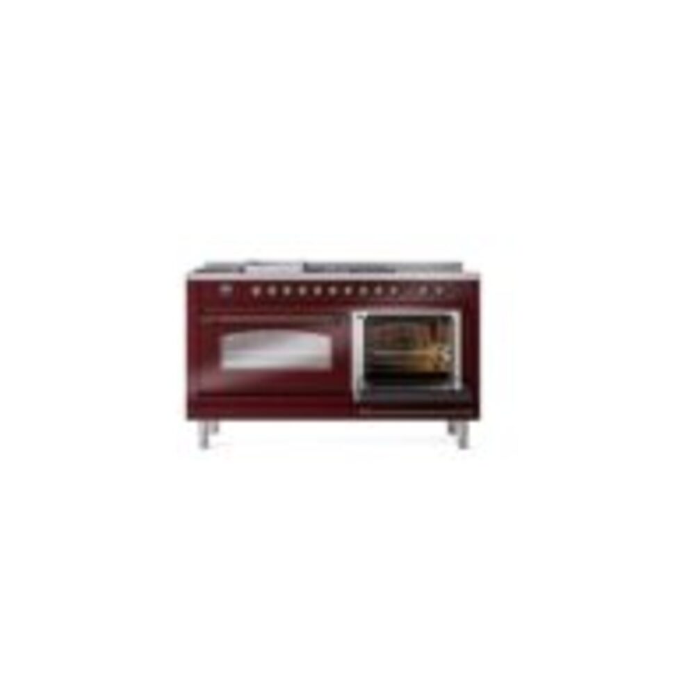 ILVE UP60FSNMPBUBLP Nostalgie II 60" Dual Fuel Range, side oven door opened