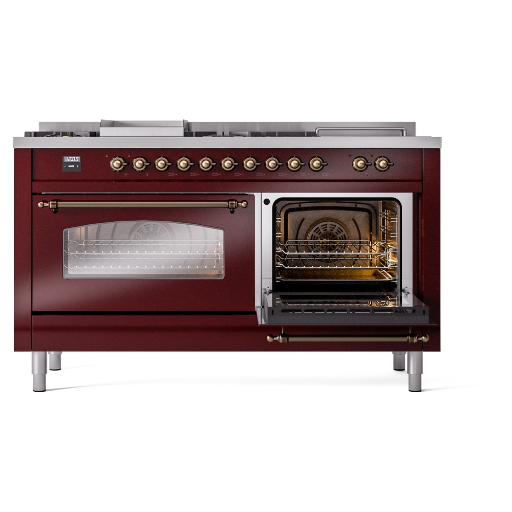 ILVE UP60FSNMPBUBLP Nostalgie II 60" Dual Fuel Range, side oven door opened