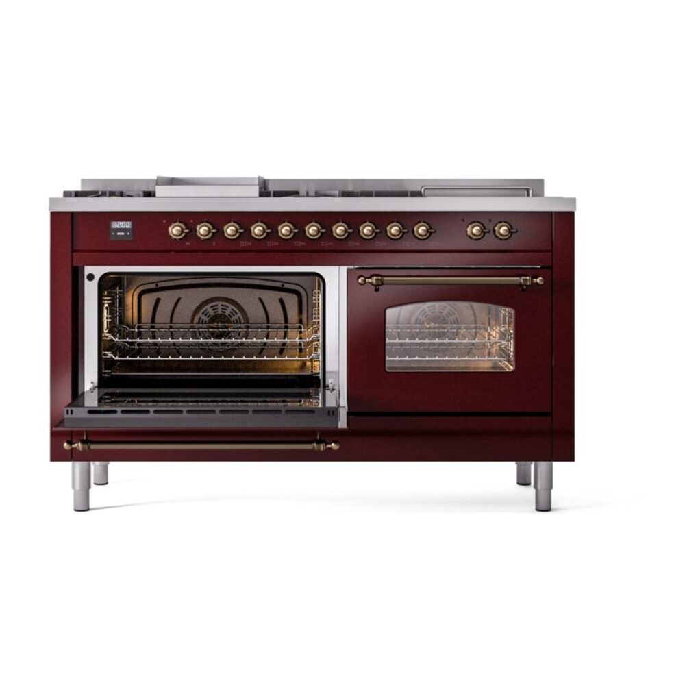 ILVE UP60FSNMPBUB Nostalgie II 60" Dual Fuel Range, main oven doors opened