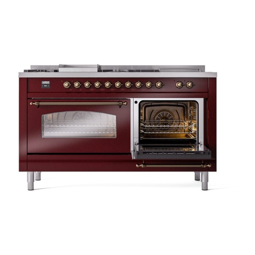 ILVE UP60FSNMPBUB Nostalgie II 60" Dual Fuel Range, side oven door opened